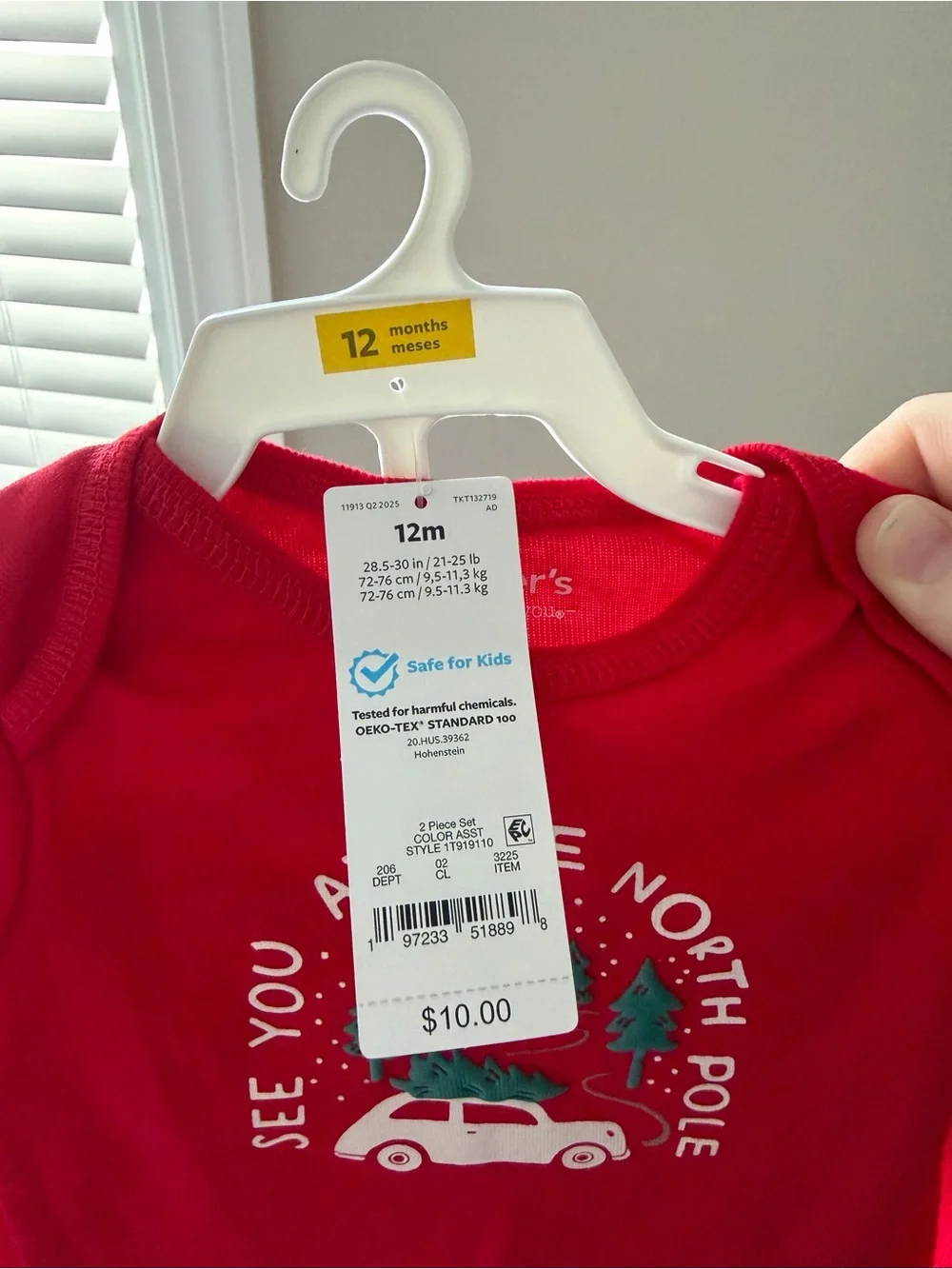 Carter's Red Long-Sleeve Holiday Pajama Set with Striped Pants